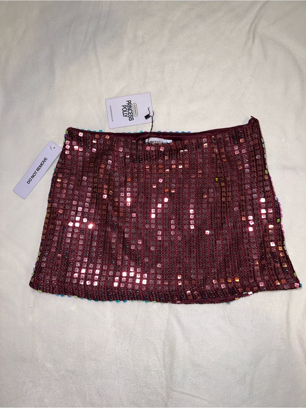 Princess Polly Zaleta Wine Sequin Mini Skirt Size 4 NWT